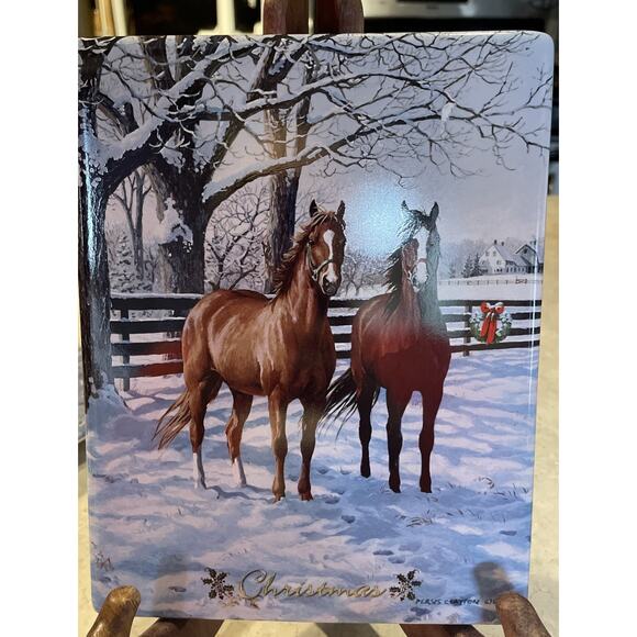 Tile Persis Clayton Weirs Christmas Glory Majesty Horses Scene Ceramic Bradford - Picture 2 of 6